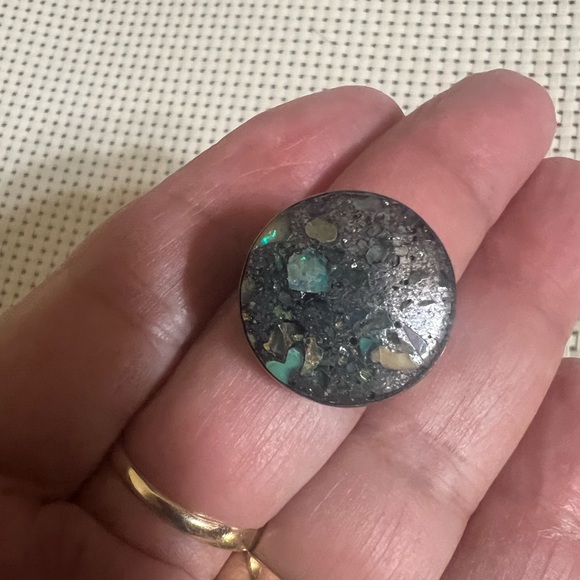 Natural Genuine Australia Black Andamooka Boulder Opal Sterling Ring - Picture 1 of 11